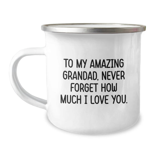 Gifts from Family for My Amazing Grandad, Stainless Steel Camping Mug with Funny Quote, Valentine's Unique Gifts - Image 1