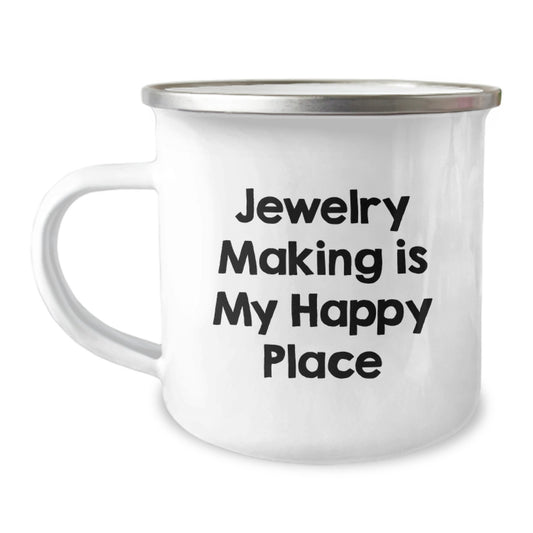 Funny Jewelry Making Gifts from Men to Dad, Unique Camping Mug for Jewelry Maker, 'Jewelry Making Is My Happy Place' - Father's Day Unique Gifts for Men - Image 1