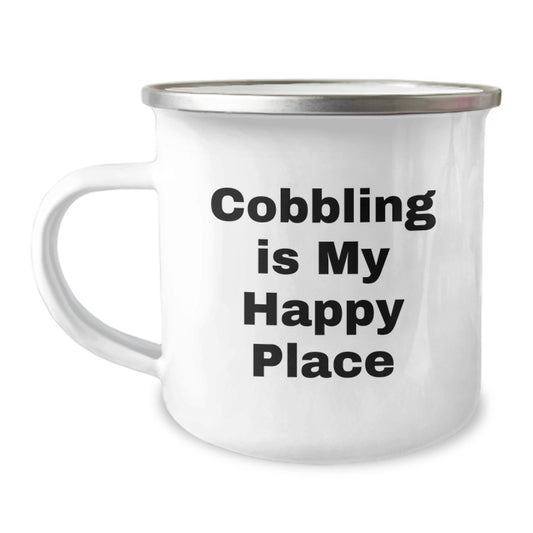 Gifts from Cobbling Enthusiasts, Inspirational Camping Mug for Men, Father's Day Unique Gifts, Cobbling Is My Happy Place - Image 1