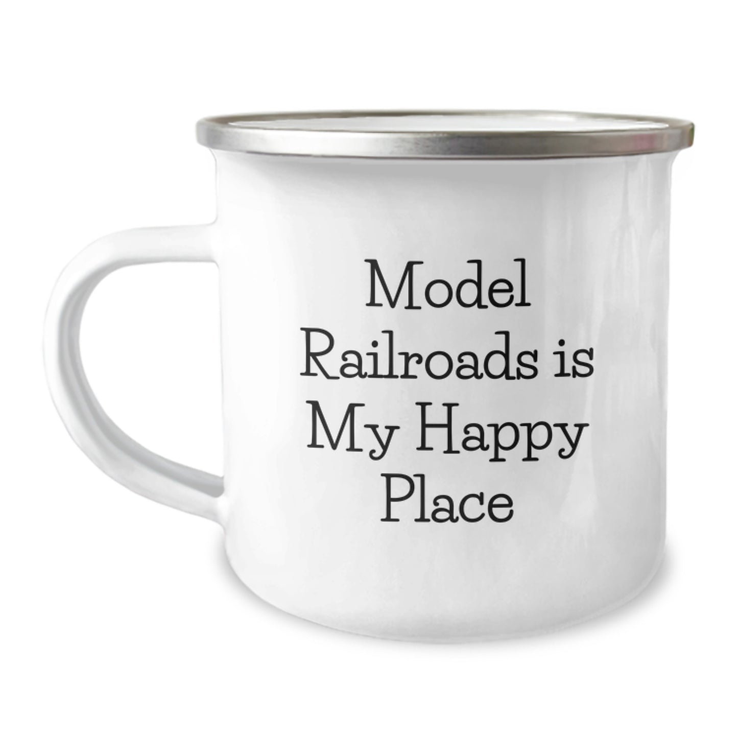 Funny Model Railroads Gifts for Dad from Son - Father's Day Unique Camping Mug with Model Railroads Is My Happy Place Quote - Image 1