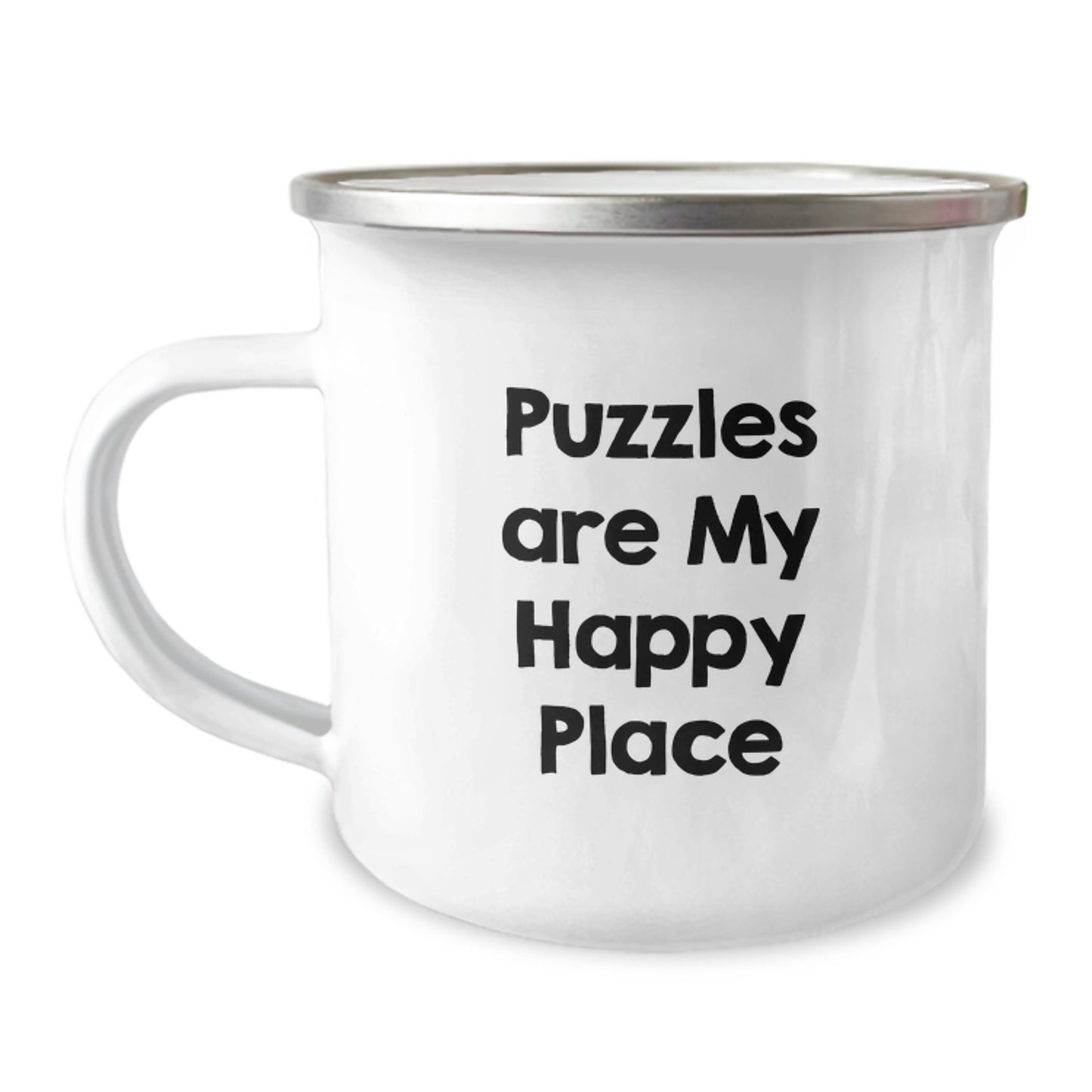 Puzzles Fun Gifts for Men, Dad's Unique Father's Day Present, Camping Mug with Funny Quote 'Puzzles Are My Happy Place' - Image 1
