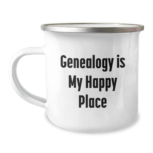 Genealogy Camping Mug Gifts from Family for Dad's Genealogy Happy Place - Image 1