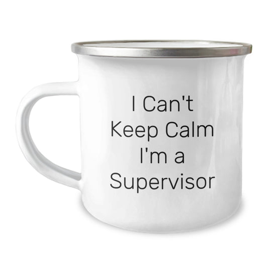 Funny Supervisor Gifts for Men, Women, Friends, Coworkers, Family - I'm A Supervisor Christmas Unique Mug, 12 oz Camping Mug with Enamel Finish - Image 1