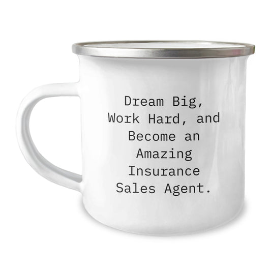 Funny Inspirational Christmas Unique Gifts for Insurance Sales Agent Men from Friends Family Camping Mug with Dream Big Quote - Image 1
