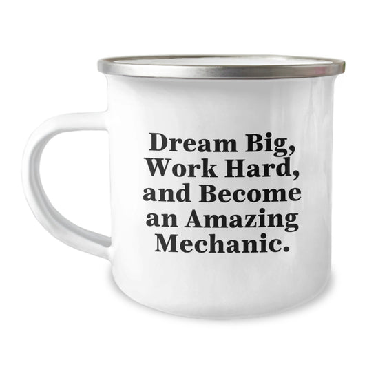 Mechanic Gifts from Family for Men - Dream Big Work Hard Camping Mug - Funny Mechanic Christmas Unique Gifts - Image 1
