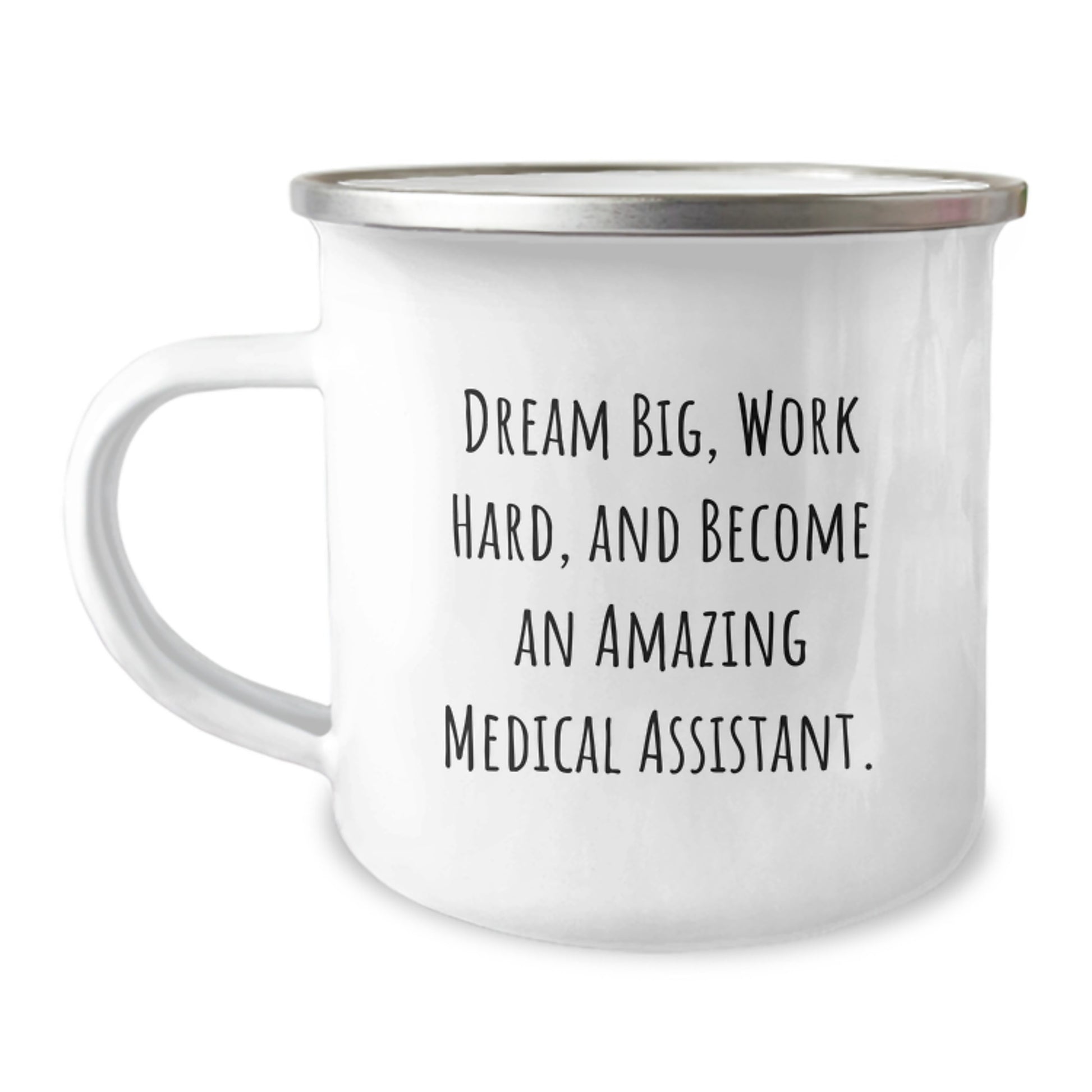 Funny Medical Assistant Gifts for Christmas Unique Presents - 'Dream Big' Stainless Steel Camping Mug - Image 1