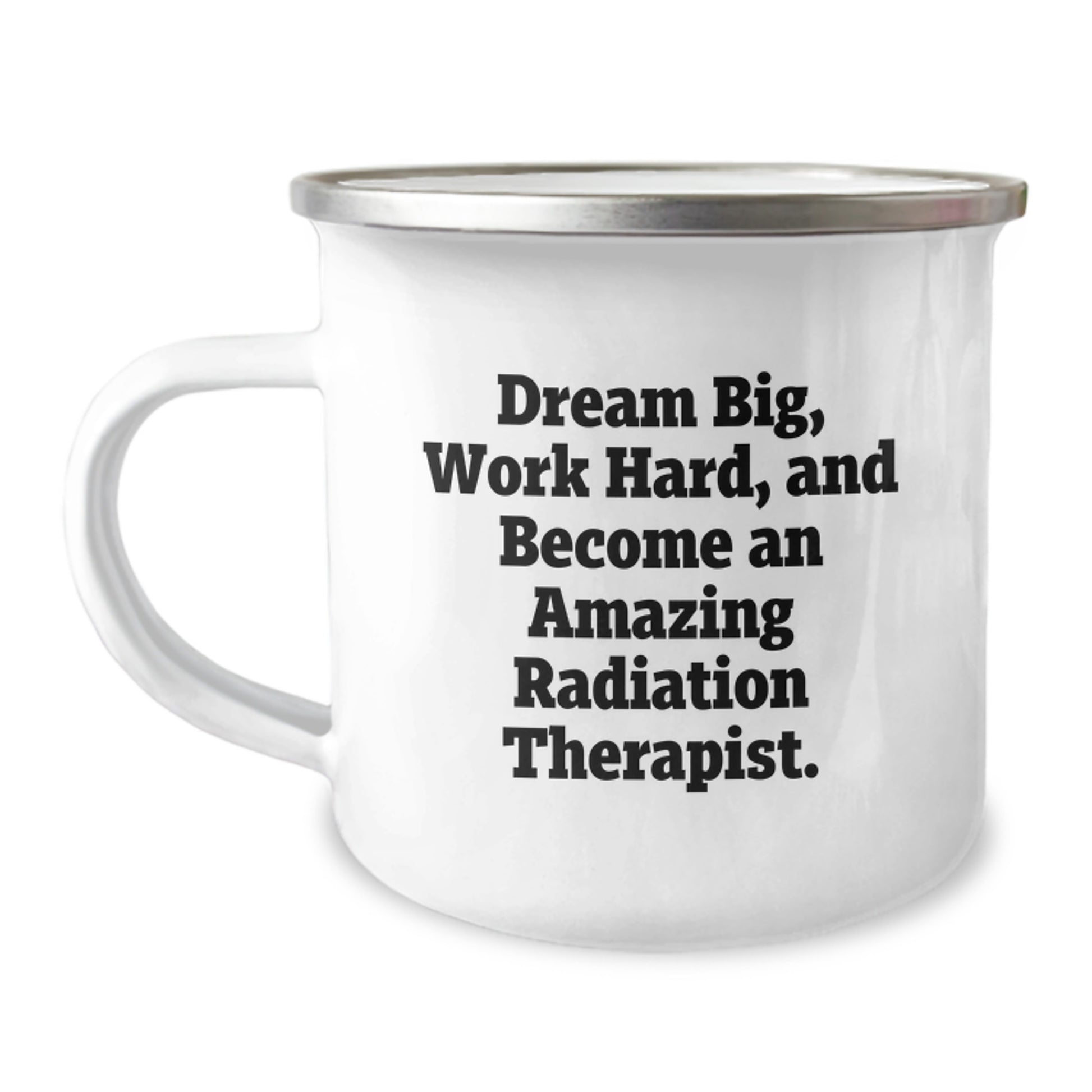 Radiation Therapist Gifts from Friends, Inspirational Camping Mug for Men, 'Dream Big Work Hard' Quote - Image 1