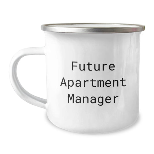 Funny Apartment Manager Gifts from Friends - Camping Mug for Apartment Manager Men - 'Future Apartment Manager' Quote Christmas Unique Gifts - Image 1