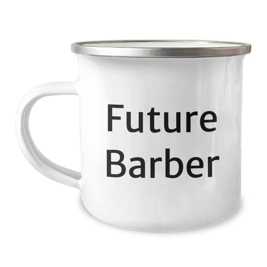 Funny Quote Gifts from Men to Future Barbers Christmas Unique Camping Mugs, Inspirational Sayings for Barbers, Funny Barbershop Mug - Image 1