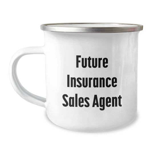 Funny Gifts from Men to Future Insurance Sales Agent, Insure the Future with a Camping Mug, Christmas Unique Gifts - Image 1