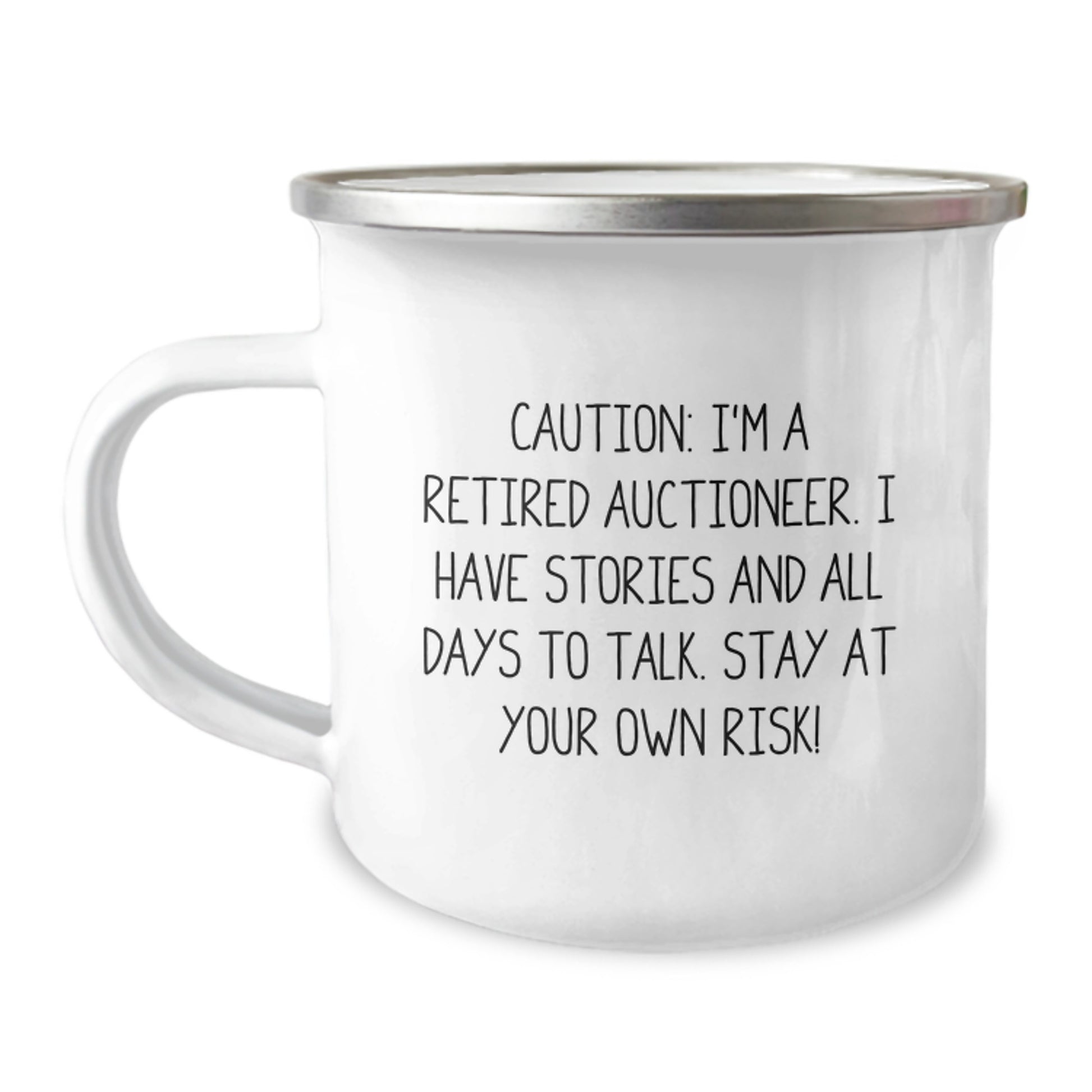 Auctioneer's Tales, Funny Graduation Gifts from Men to Auctioneer Friends, Unique Camping Mug - Image 1