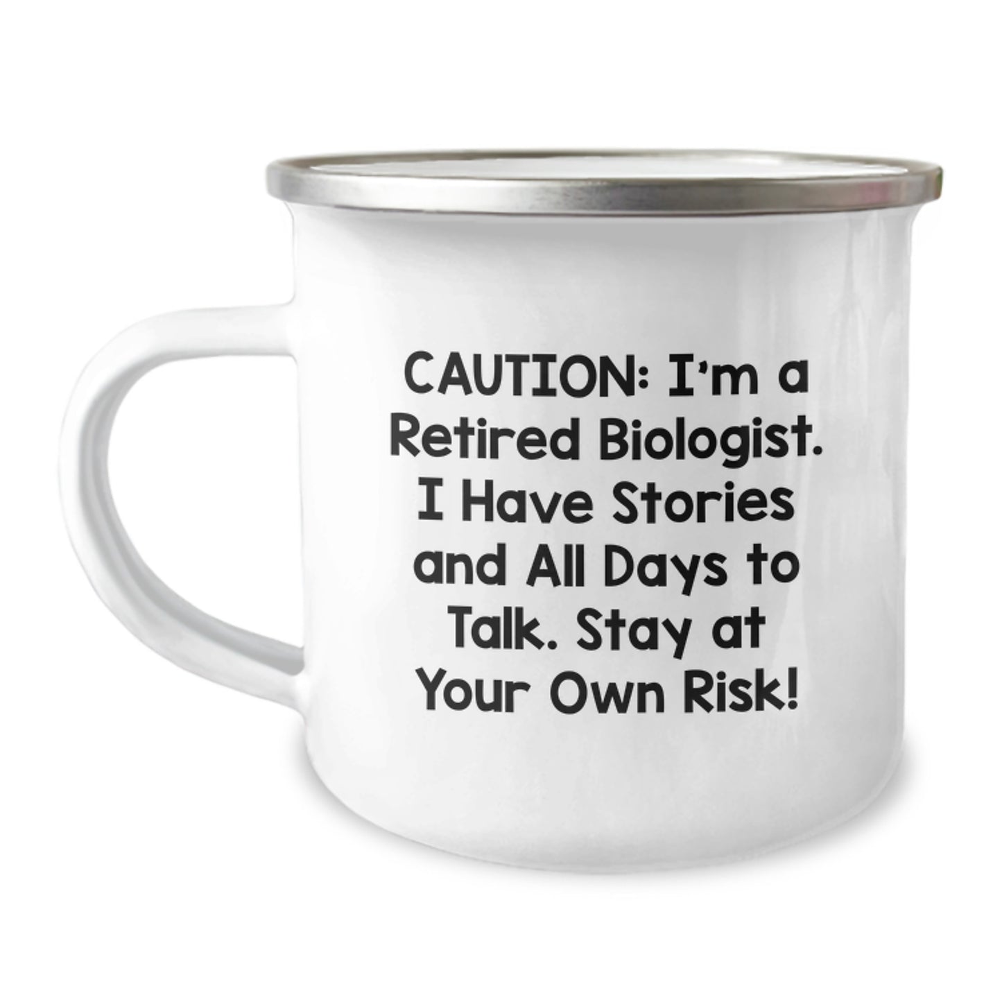 Funny Retirement Biologist Gifts for Men Birthday Camping Mugs, Gifts from Friends to Coworkers, Stay At Your Own Risk! - Image 1