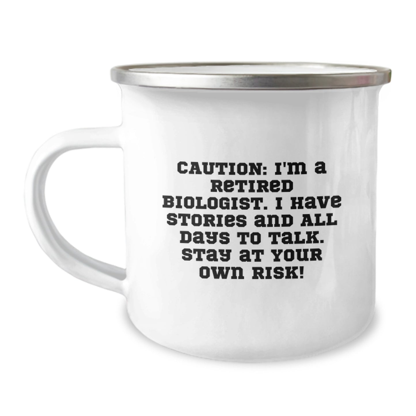 Funny Biologist Camping Mug Gifts from Friends for Him - A Cautionary Tale for Birthday Unique Gifts - Image 1