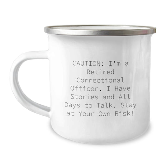Funny Correctional Officer Gifts for Men - Correctional Officer Christmas Unique Mug, Caution: I'm A Retired Correctional Officer, Perfect Camping Mug for Friends and Family - Image 1