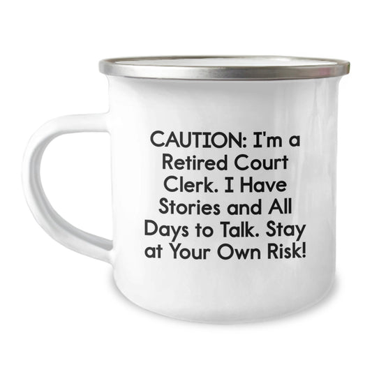 Funny Court Clerk Gifts from Family for Court Clerks - Court Clerk Camping Mug - I'm A Retired Court Clerk - Christmas Unique Gifts - Image 1