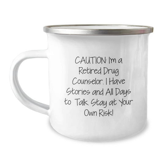 Funny Drug Counselor Gifts for Men, Women, Friends, and Family - 'I'm A Retired Drug Counselor' Camping Mug, Unique Christmas Memorable Presents for Coworkers - Image 1