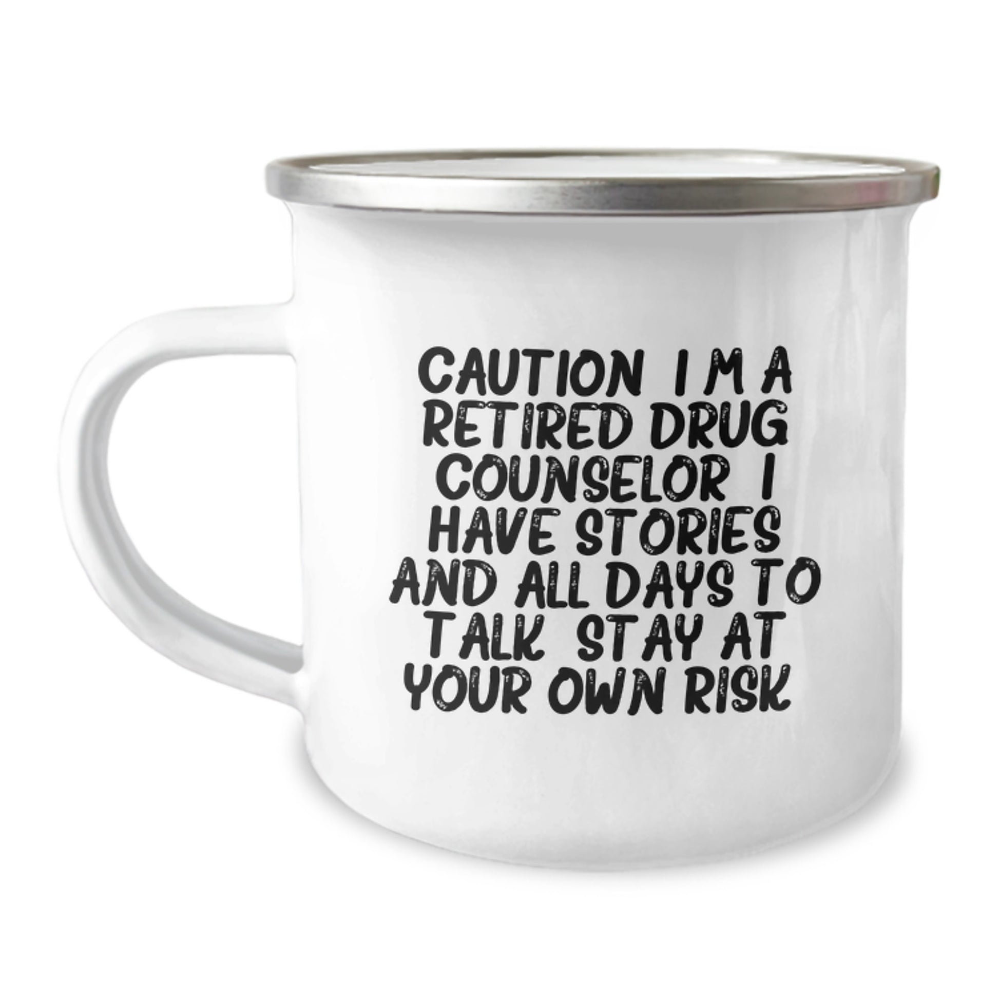 Funny Drug Counselor Gifts from Men to Friends - Christmas Unique Mugs for Women, Men or Coworkers - Caution: I'm A Retired Drug Counselor - 12 oz Stainless Steel - Image 1