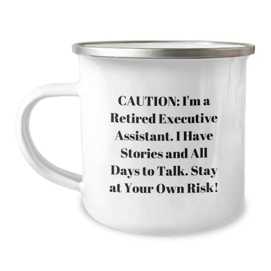 Funny Executive Assistant Christmas Unique Gifts from Family - Retired EA Camping Mug - Unique Office Funny - Image 1