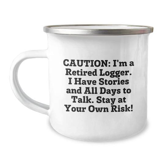 Funny Logger Gifts from Friends for Christmas Unique Logger Men Camping Mug, Stay At Your Own Risk! Gift for Logger Enthusiast - Image 1