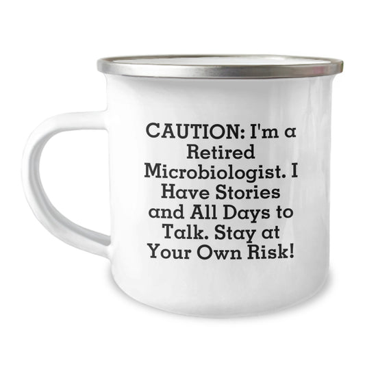 Funny Microbiologist Gifts, Camping Mug for Men, Unique Christmas Memorable Presents for Friends and Family from a Retired Microbiologist - Image 1