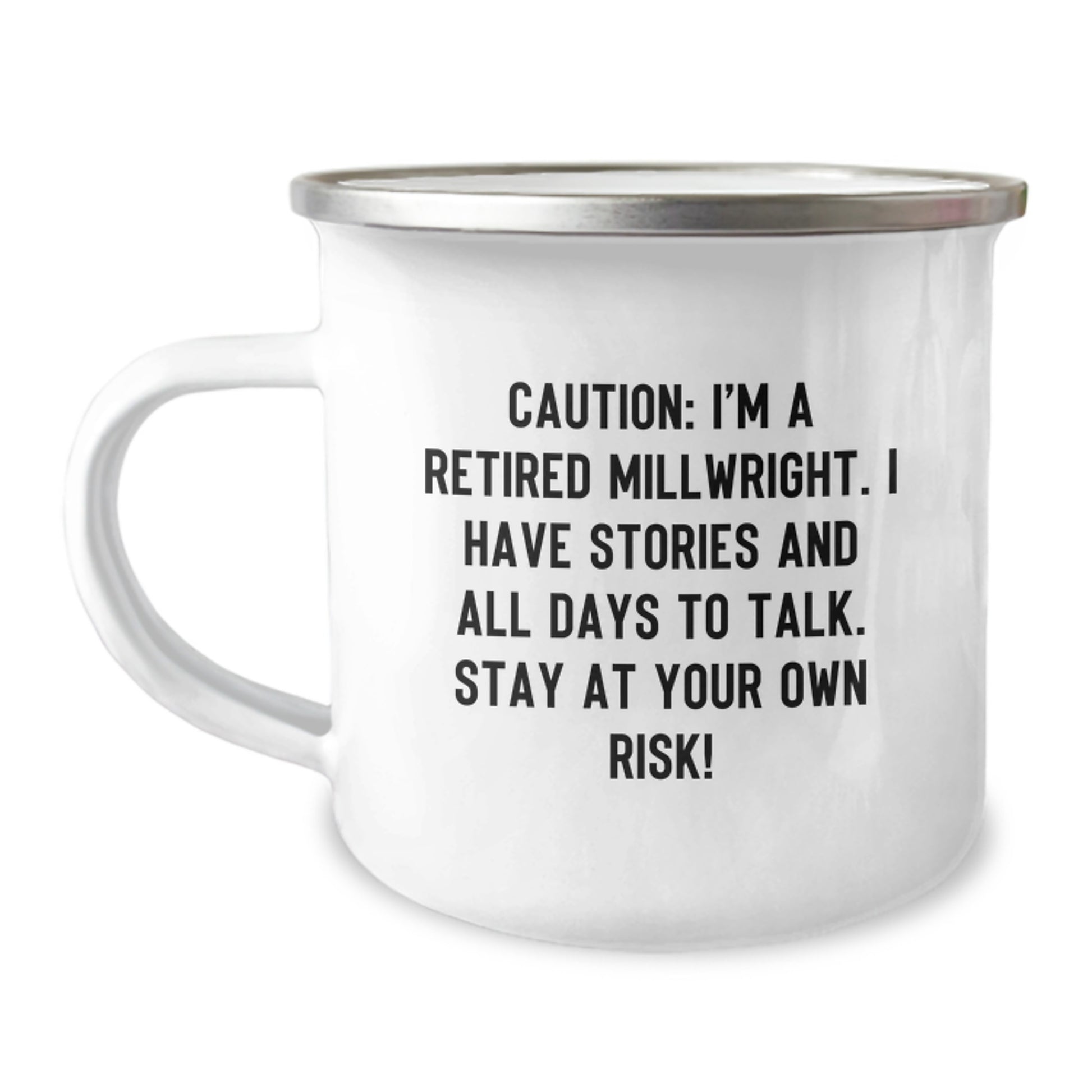 Funny Millwright Gifts for Men - Caution: Stories Ahead! Camping Mugs - Stainless Steel with Enamel Finish - Gifts from Men to Millwright Friends - Christmas Unique Gifts - Image 1
