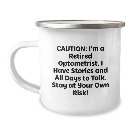 Optometrist Funny Quote Camping Mug Gifts for Men, Unique Christmas Memorable Presents from Friends, Funny Optometrist Humor - Image 1