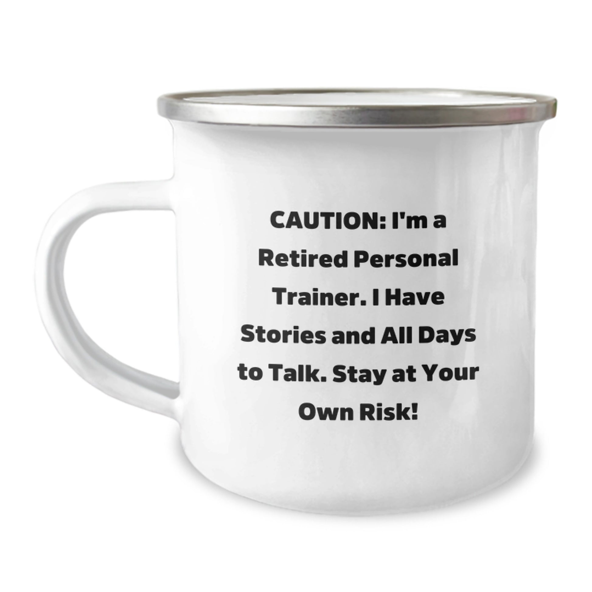 Funny Personal Trainer Gifts from Family for Men Camping Mug - 'I'm A Retired Personal Trainer Stay At Your Own Risk!' - Christmas Unique Presents - Image 1
