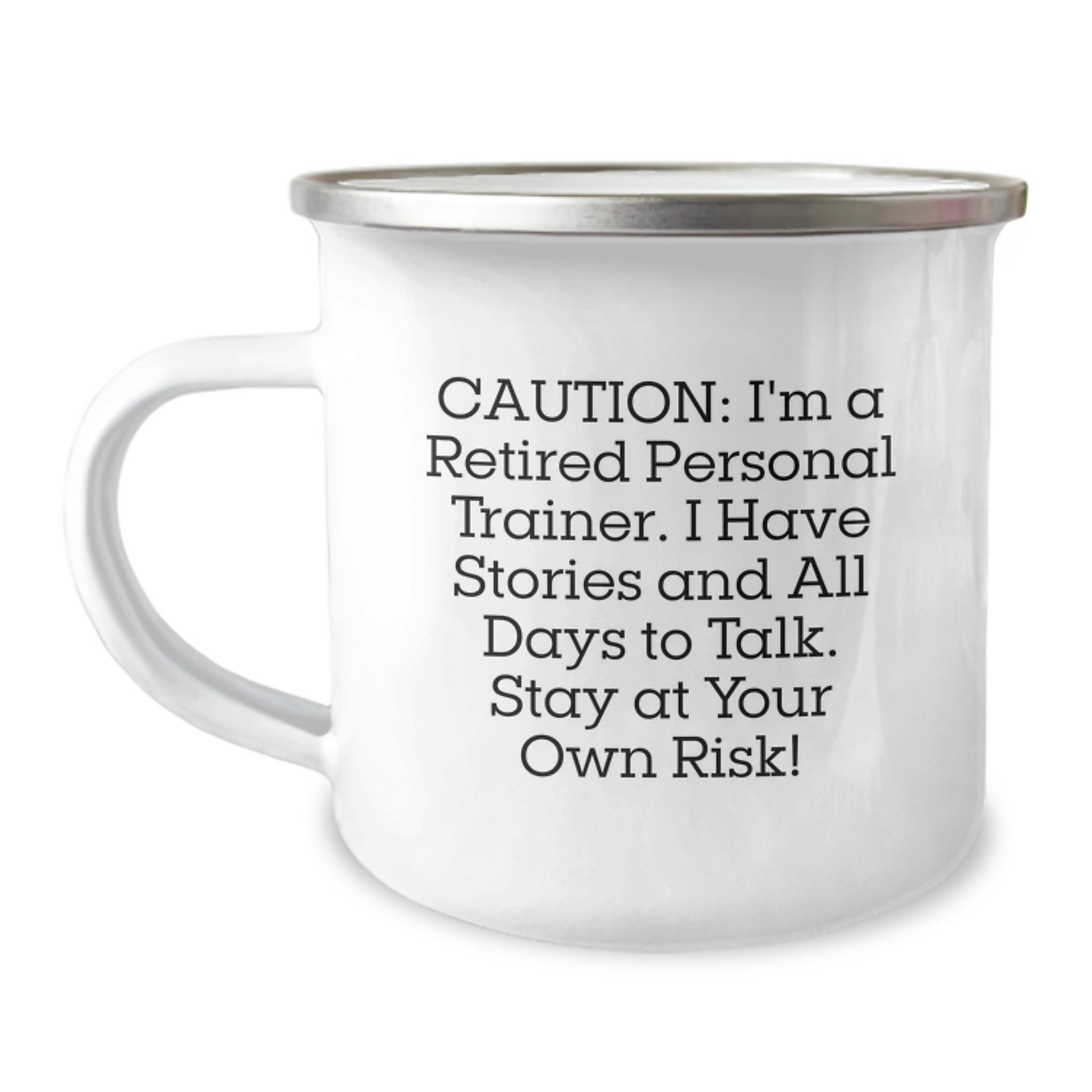 Funny Personal Trainer Quotes Gifts from Friends, Camping Mug for Men - Christmas Unique Gifts, Caution: Stories Ahead! - Image 1