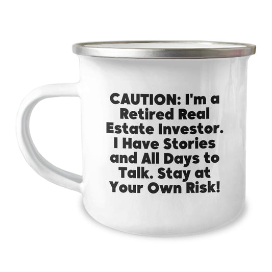 Funny Real Estate Investor Gifts for Men - Stay At Your Own Risk! Christmas Unique Mug for Camping Enthusiasts - Image 1