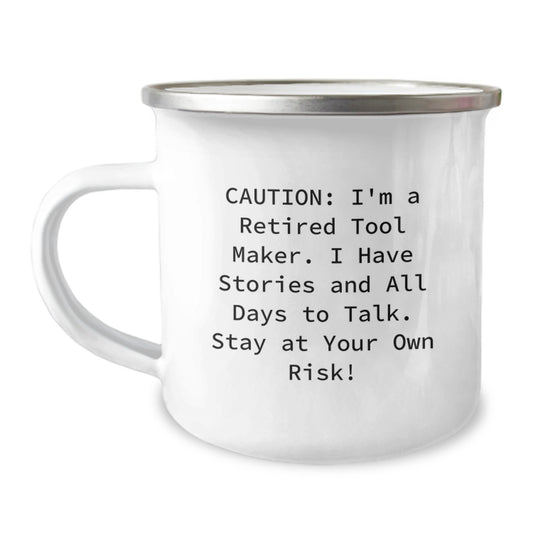 Funny Storytelling Tool Maker Gifts from Friends Camping Mug for Birthday Unique Gifts - Stay At Your Own Risk! - Image 1