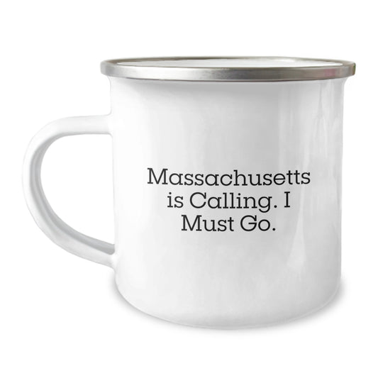 Funny Massachusetts Gifts from Friends - 'Massachusetts is Calling, I Must Go!' Christmas Unique Mug - Image 1