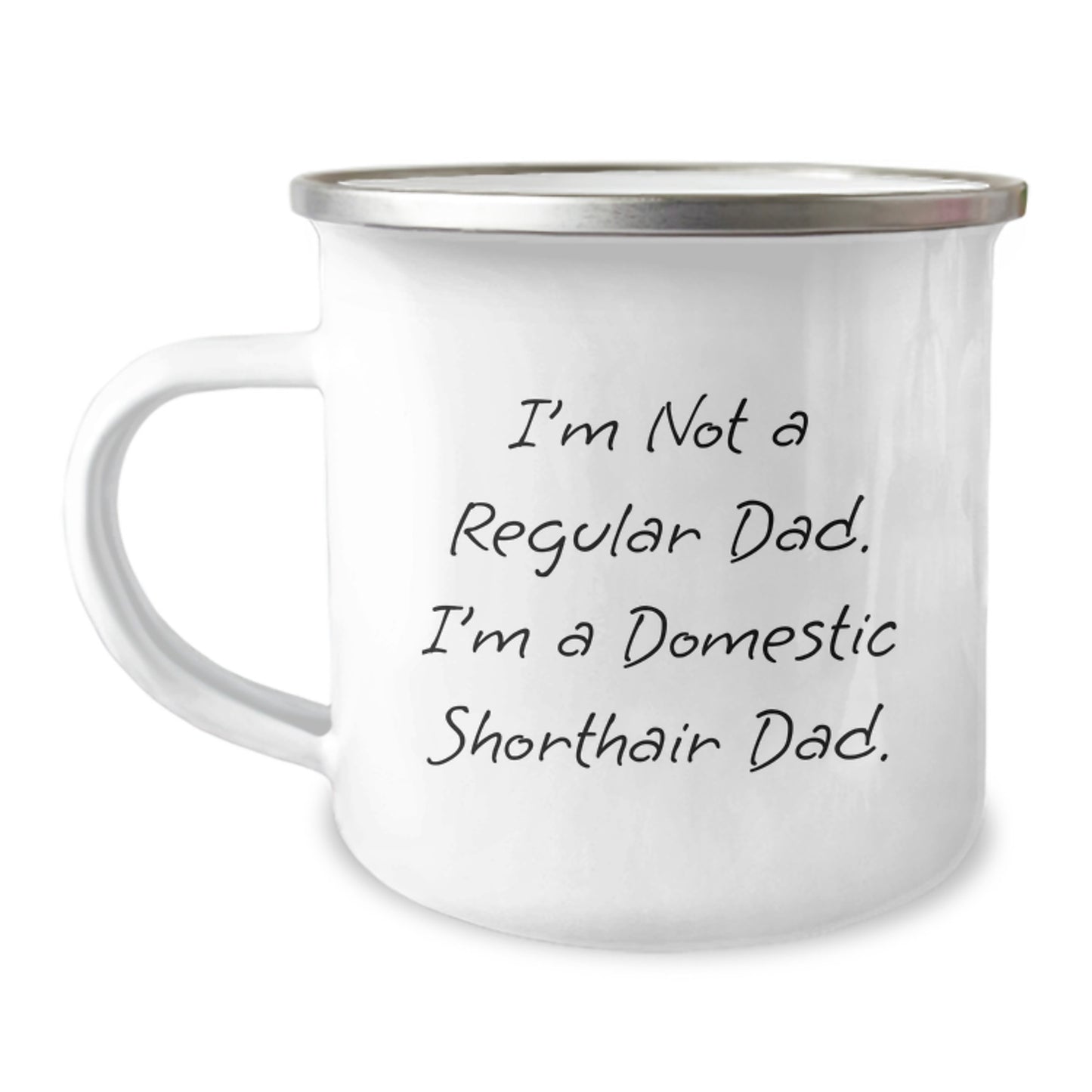 Funny Domestic Shorthair Cat Dad Camping Mug Gifts for Men from Family, Unique Graduation Gift for Him - Image 1