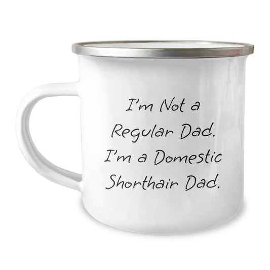 Funny Domestic Shorthair Cat Dad Camping Mug Gifts for Men from Family, Unique Graduation Gift for Him - Image 1