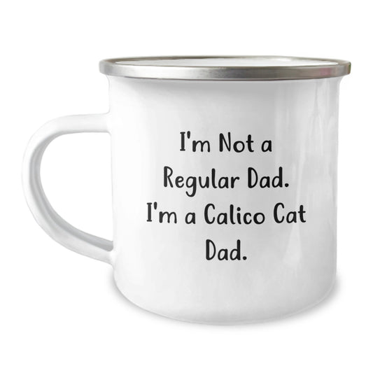 Funny Calico Cat Gifts for Dad, Christmas Unique Gifts from Son, Calico Cat Dad Camping Mug - Image 1