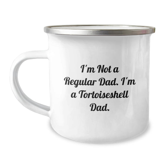 Tortoiseshell Cat Dad Camping Mug, Funny Quote Gifts for Men, Unique Graduation Gift from Dad to Son, 12 oz Stainless Steel - Image 1