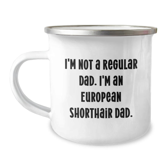Funny European Shorthair Cat Gifts for Men, Gifts from Men to European Shorthair Cat Dad, Camping Mug for Graduation Unique Gifts - Image 1