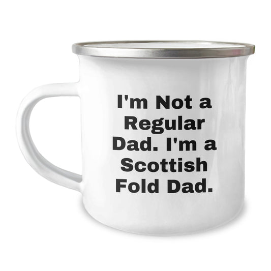 Scottish Fold Cat Dad Gifts from Family for Men Unique Funny Camping Mug, Perfect for Scottish Fold Cat Lovers, Graduation Gift, Fun Quote 'I'm Not A Regular Dad. I'm A Scottish Fold Dad.' - Image 1