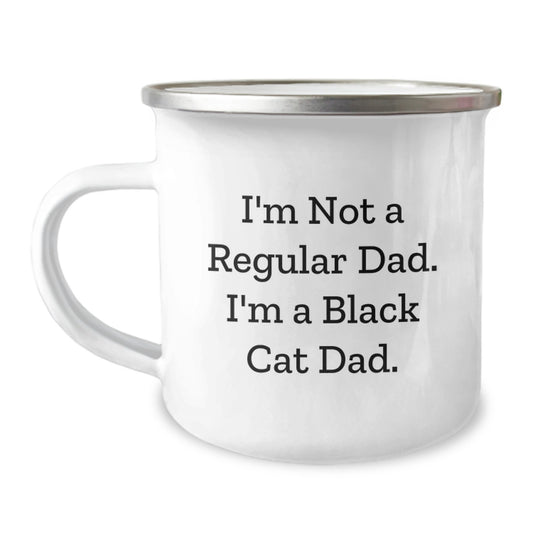 Funny Black Cat Gifts for Men Dad Black Cat Camping Mug I'm Not A Regular Dad I'm A Black Cat Dad Christmas Unique Gifts for Family Friends - Image 1