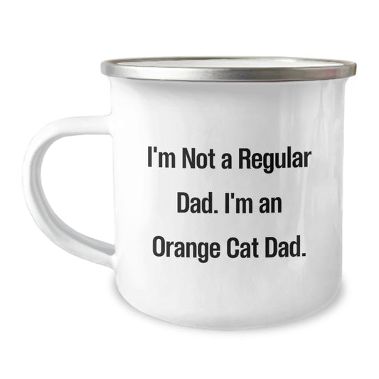 Orange Cat Dad Camping Mug, Funny Gifts from Men to Orange Cat Lovers, Unique Graduation Gifts for Him - Image 1