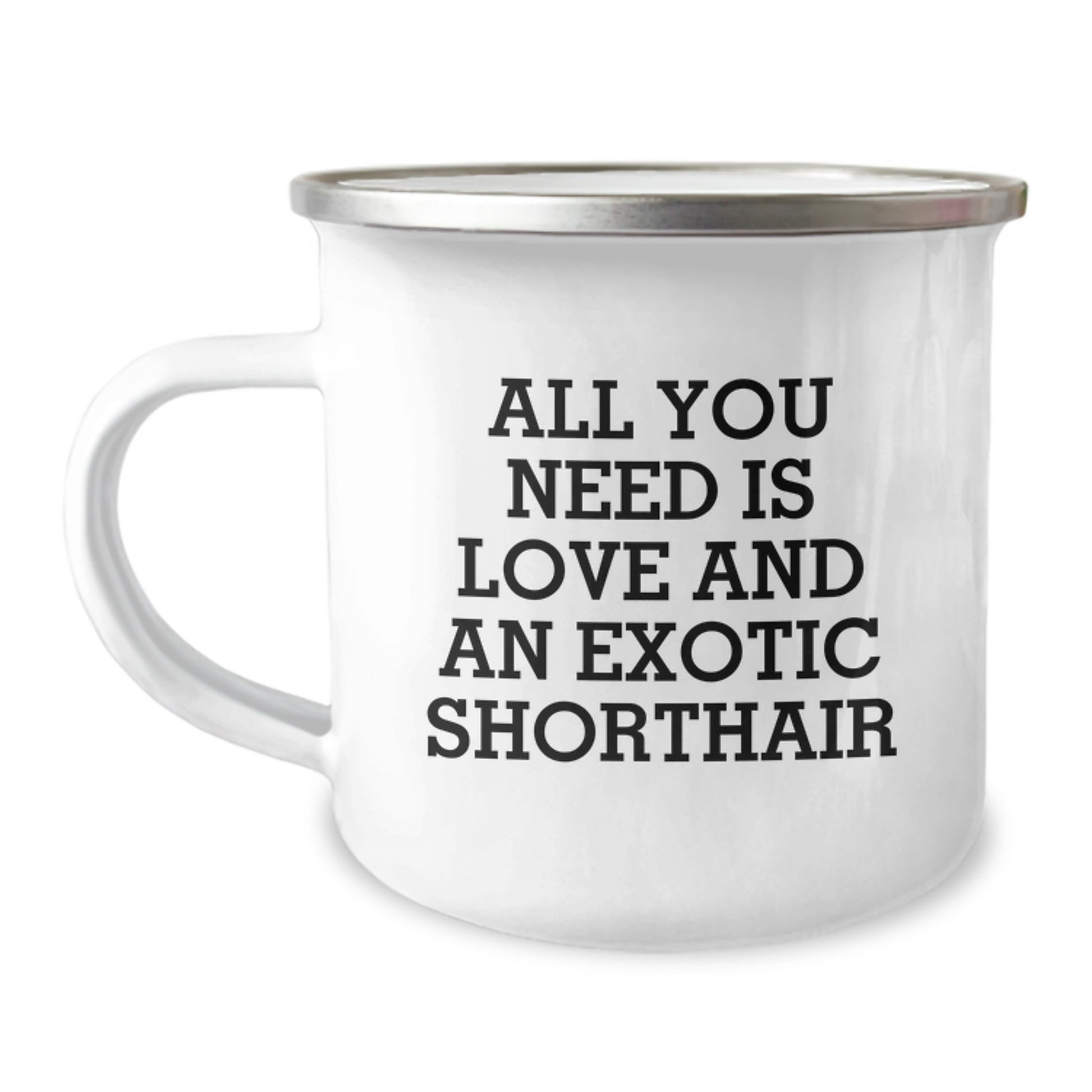 Exotic Shorthair Cat Lovers Gifts from Friends Birthday Unique Mugs, All You Need Is Love And An Exotic Shorthair, Camping Mug - Image 1