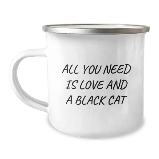 Black Cat Camping Mug, Funny Gifts from Friends to Black Cat Lovers, Unique Christmas Unique Gifts for Men, Women, Family - Image 1