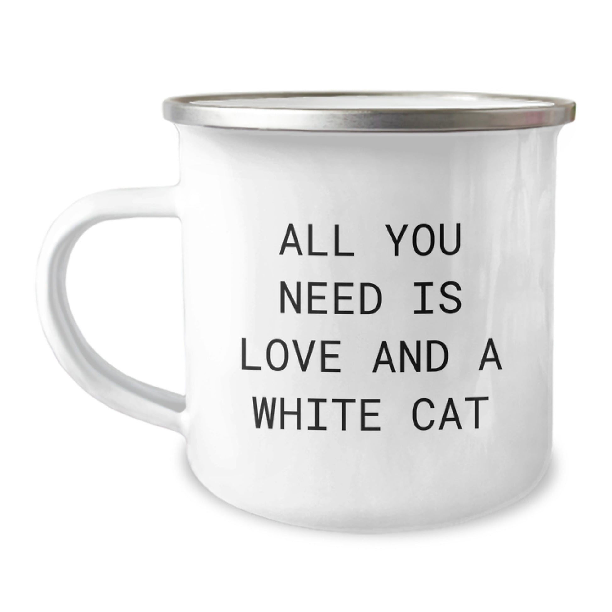White Cat Camping Mug Gifts from Friends for Birthday Unique - Image 1