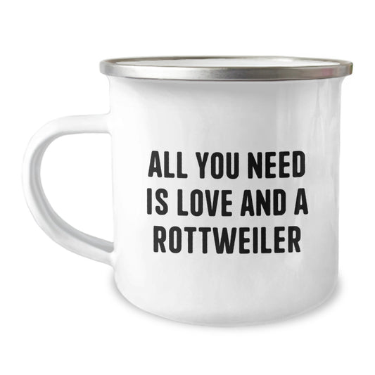 Funny Rottweiler Dog Camping Mug - Love and Rottweiler Unique Gifts for Men, Women, Family, Friends, Coworkers, Christmas Unique Gifts from Men, Women, Family, Friends, Coworkers - Image 1