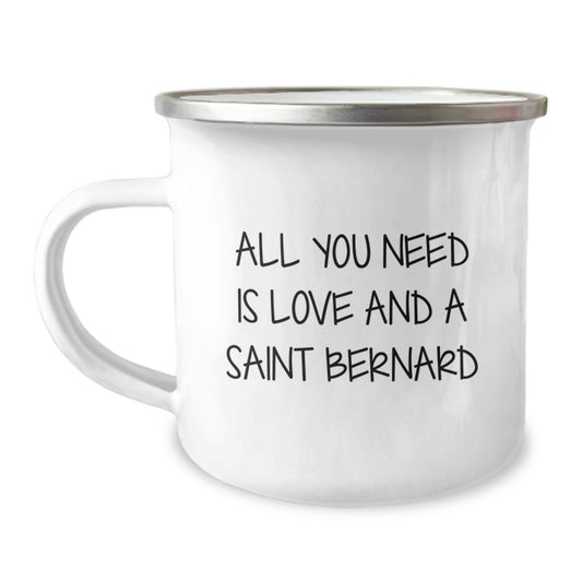 Love Saint Bernard Dog, Gifts from Friends and Family for Graduation Unique Gifts, 12 oz Camping Mug - Image 1