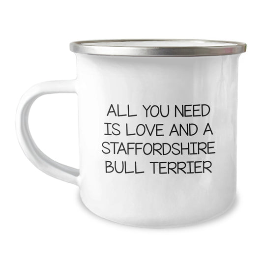Funny Staffordshire Bull Terrier Dog Lovers Gifts from Friends and Family for Birthday, Camping Mug for Men, Women, and Staff - Image 1
