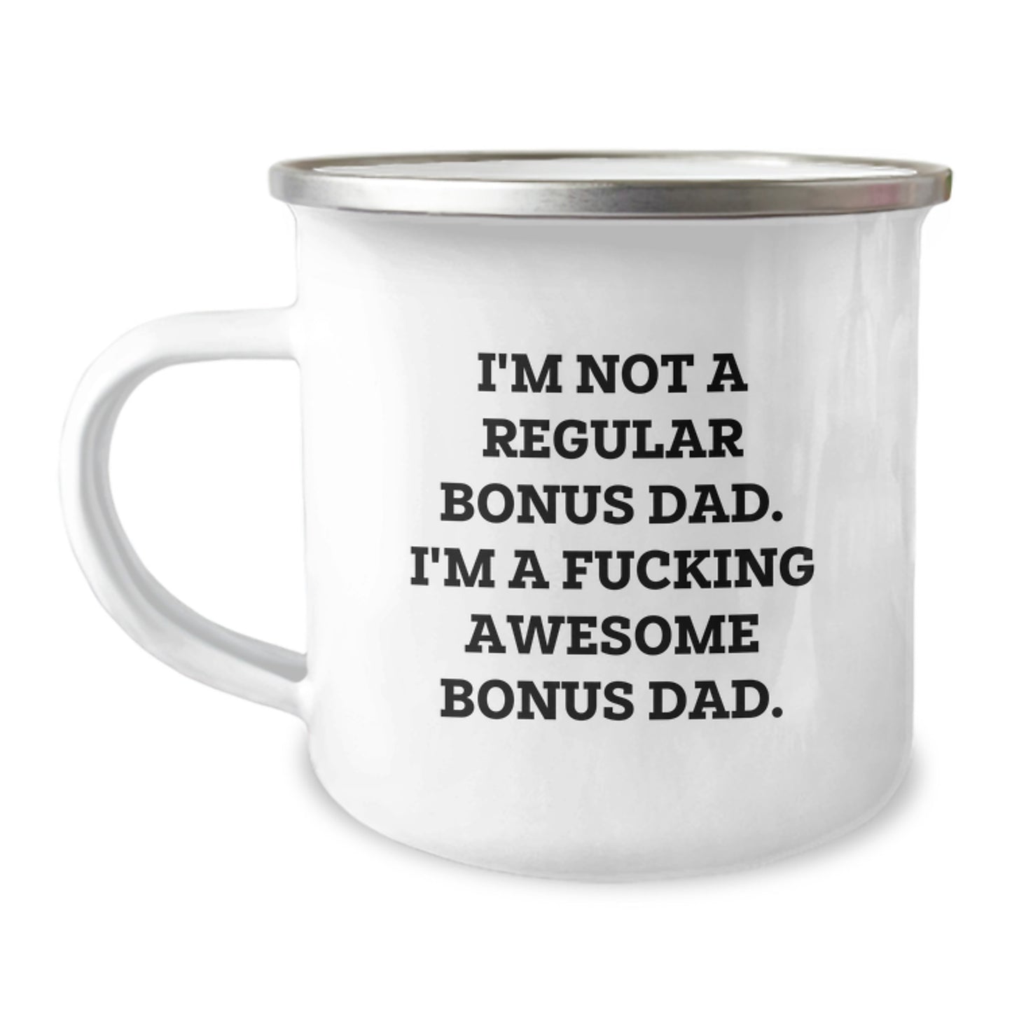 Funny Bonus Dad Gift Ideas for Men - 'I'm Not A Regular Bonus Dad' Camping Mug Christmas Unique Gifts from Dad to Bonus Dad - Image 1