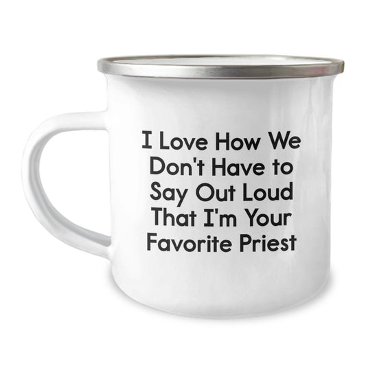 Funny Quote Priest Gifts from Friends for Graduation Unique Gifts - 12 oz Camping Mug - Image 1