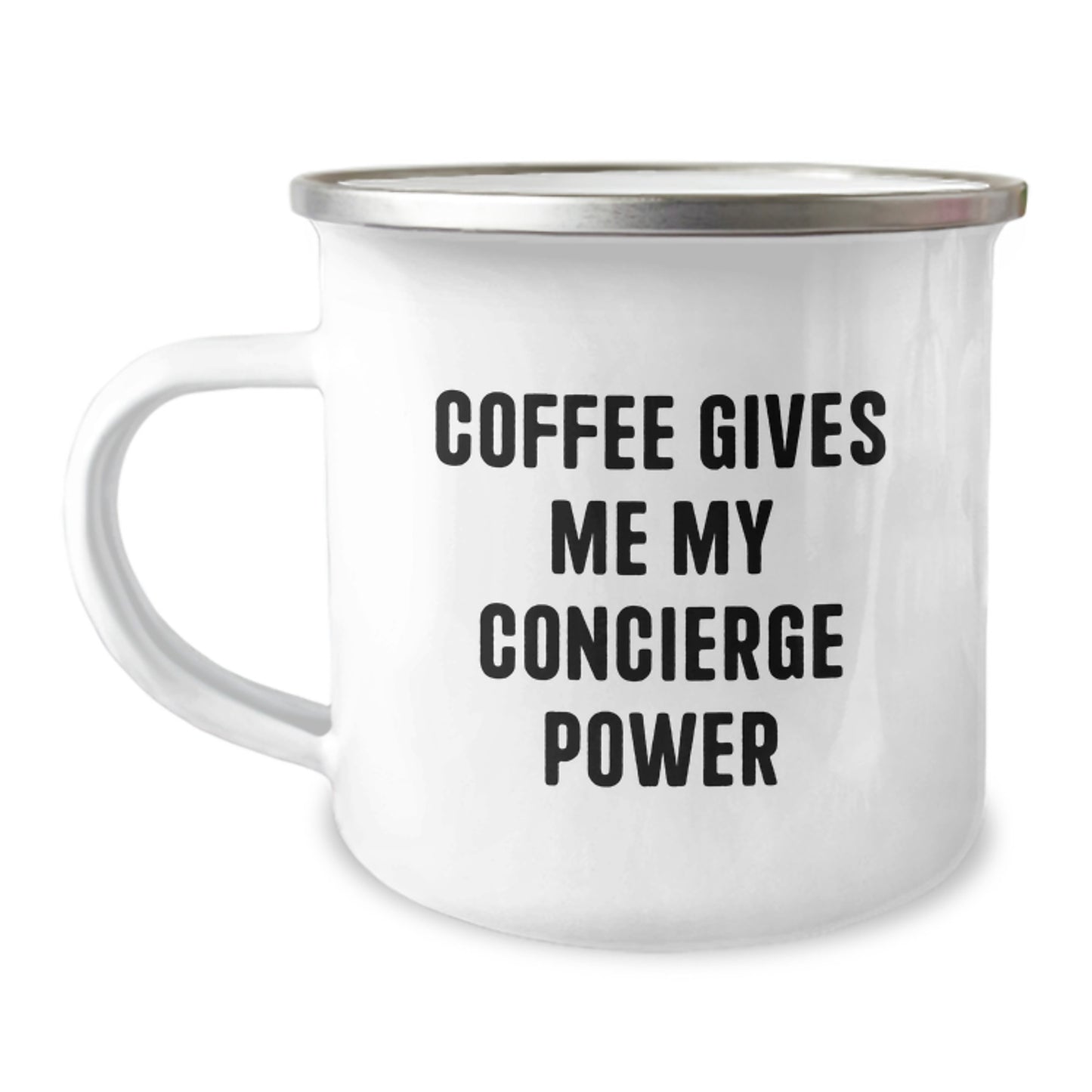 Concierge Christmas Unique Gifts Gifts from Family Camping Mug - 'Coffee Gives Me My Concierge Power' Funny Quote for Friends, Coworkers, Women, Men - Image 1