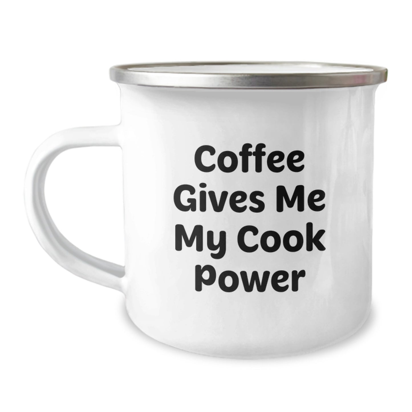 Funny Christmas Unique Gifts for Cook Lovers, Coffee Gives Me My Cook Power Camping Mug, Stainless Steel and Enamel Finish - Image 1