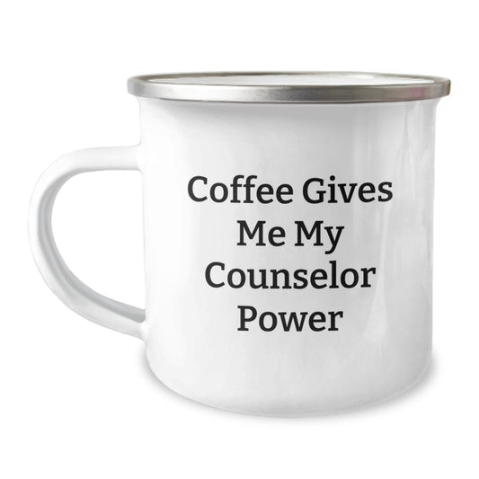 Funny Counselor Gifts from Friends - Christmas Unique Gifts for Counselors - Coffee Gives Me My Counselor Power Camping Mug - Image 1